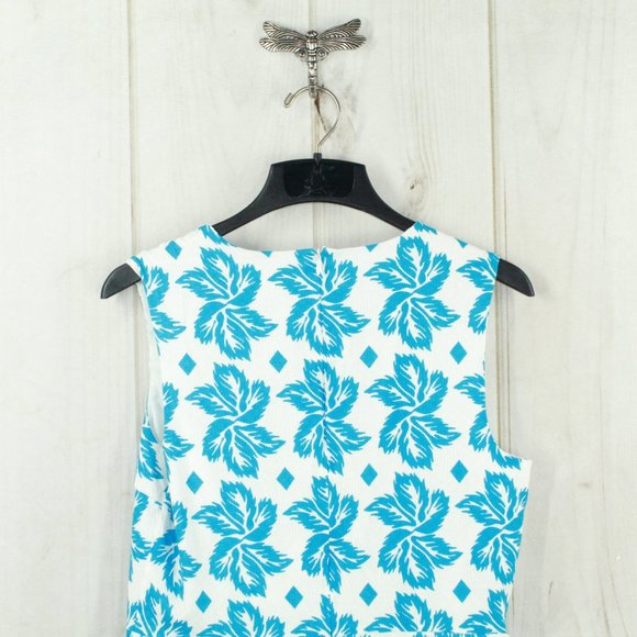 Diane von Furstenberg Blue Floral Print Flare Mini Dress Size 14 - Picture 9 of 12
